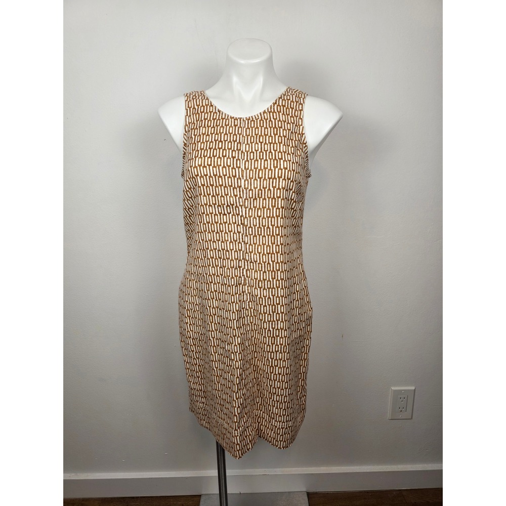 Tommy Bahama Womens Geometric Print Sleeveless‎ V-Neck Sheath Dress Linen Small